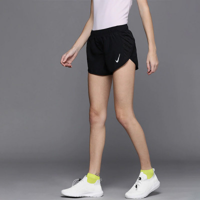 Women Black Solid Dri-FIT Running Sports Shorts