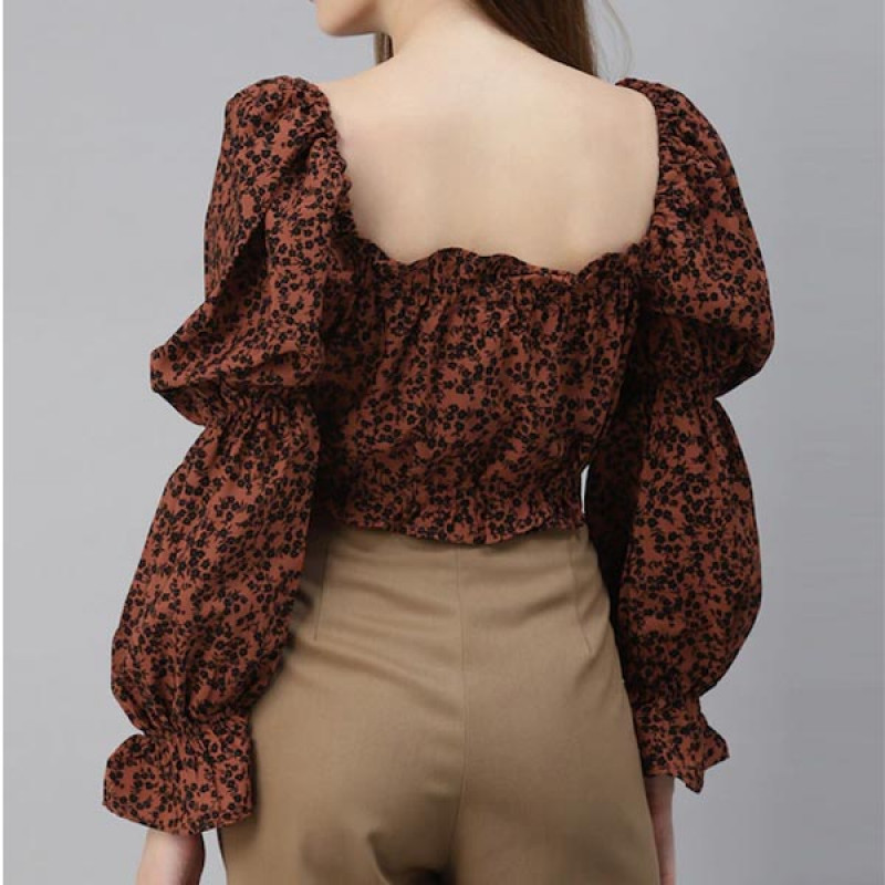 Rust Floral Regular Crop Top