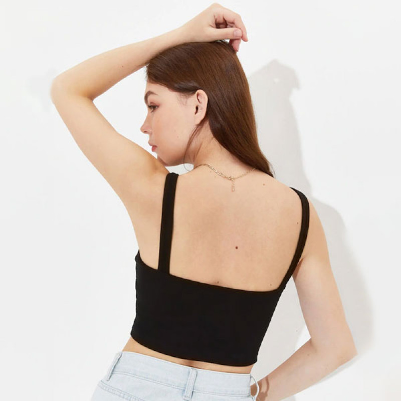 Black Crepe Crop Top